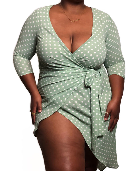 Doll Polka Dot Wrap Dress- THICC