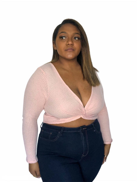 Bonita Long Sleeve Crop Top - Pink