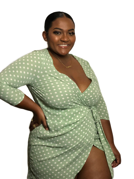 Doll Polka Dot Wrap Dress- THICC