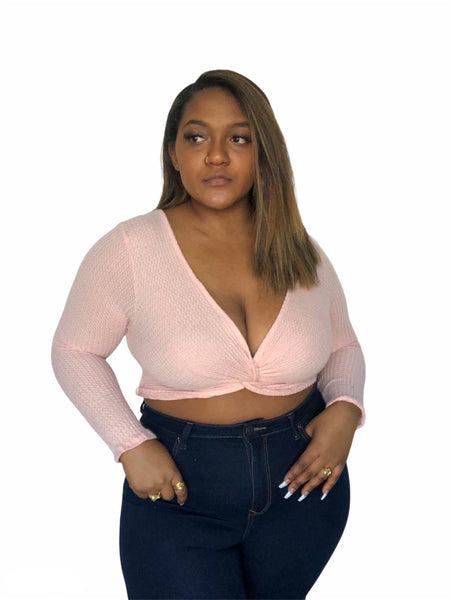 Bonita Long Sleeve Crop Top - Pink