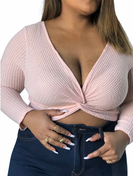 Bonita Long Sleeve Crop Top - Pink