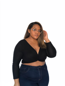 Bonita Long Sleeve Crop Top - Black