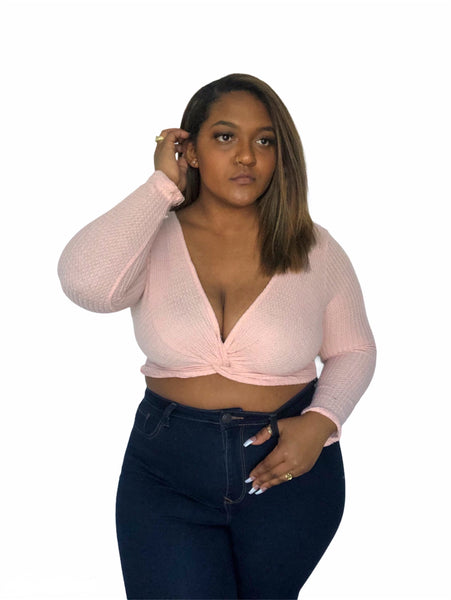 Bonita Long Sleeve Crop Top - Pink