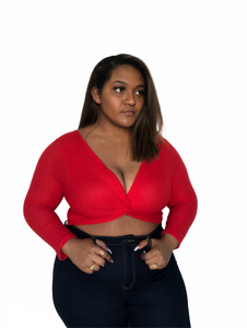 Bonita Long Sleeve Crop Top - Red