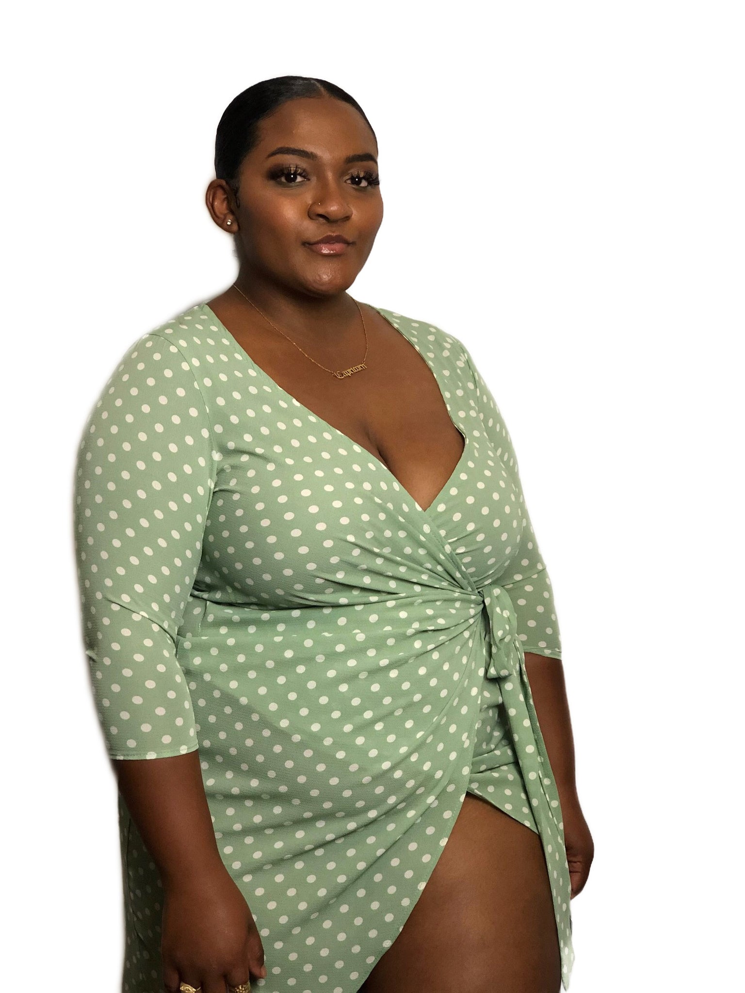 Doll Polka Dot Wrap Dress- THICC