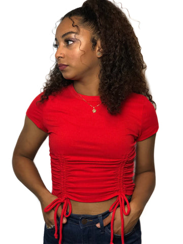 Angel Ruched Crop Top- Red