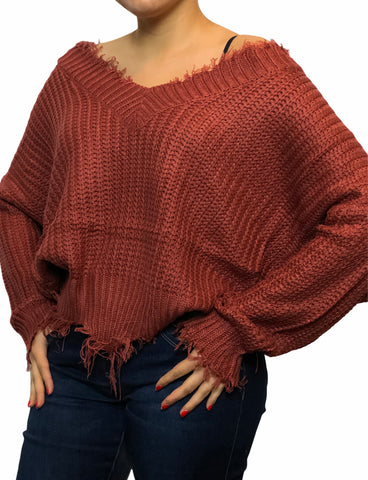 Stefany Knitted Sweater (Brick)