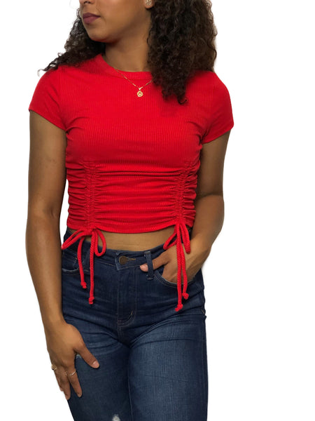 Angel Ruched Crop Top- Red