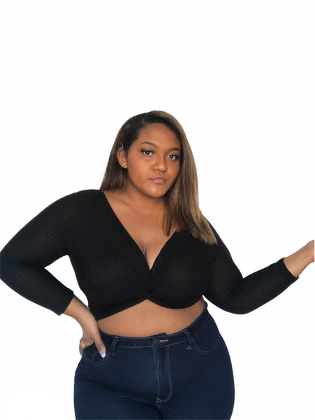 Bonita Long Sleeve Crop Top - Black